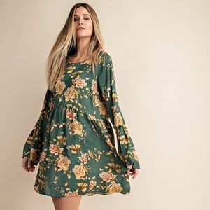 Satin Floral Boho Dress